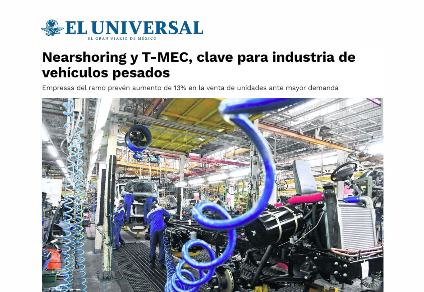 Nearshoring y T-MEC, clave para industria de vehículos pesados